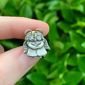 NEW Silver/Gray Cute Little Angel Friends Pin // Unique Canada